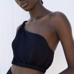 Zara Elegant Black Asymmetrical Top
